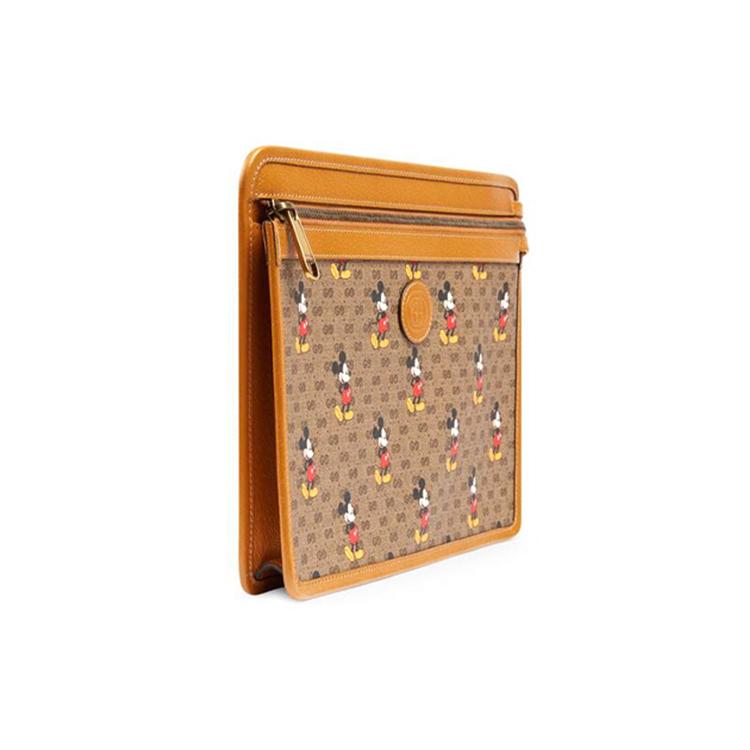 GUCCI Disney Disney Canvas Leather Clutch Unisex Ebony Brown (Unisex) Clutches 602552 HWUBM 8559