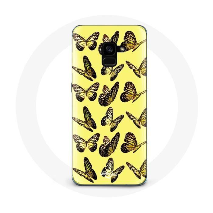 Case for Samsung Galaxy A8 Plus Butterflies Yellow Background