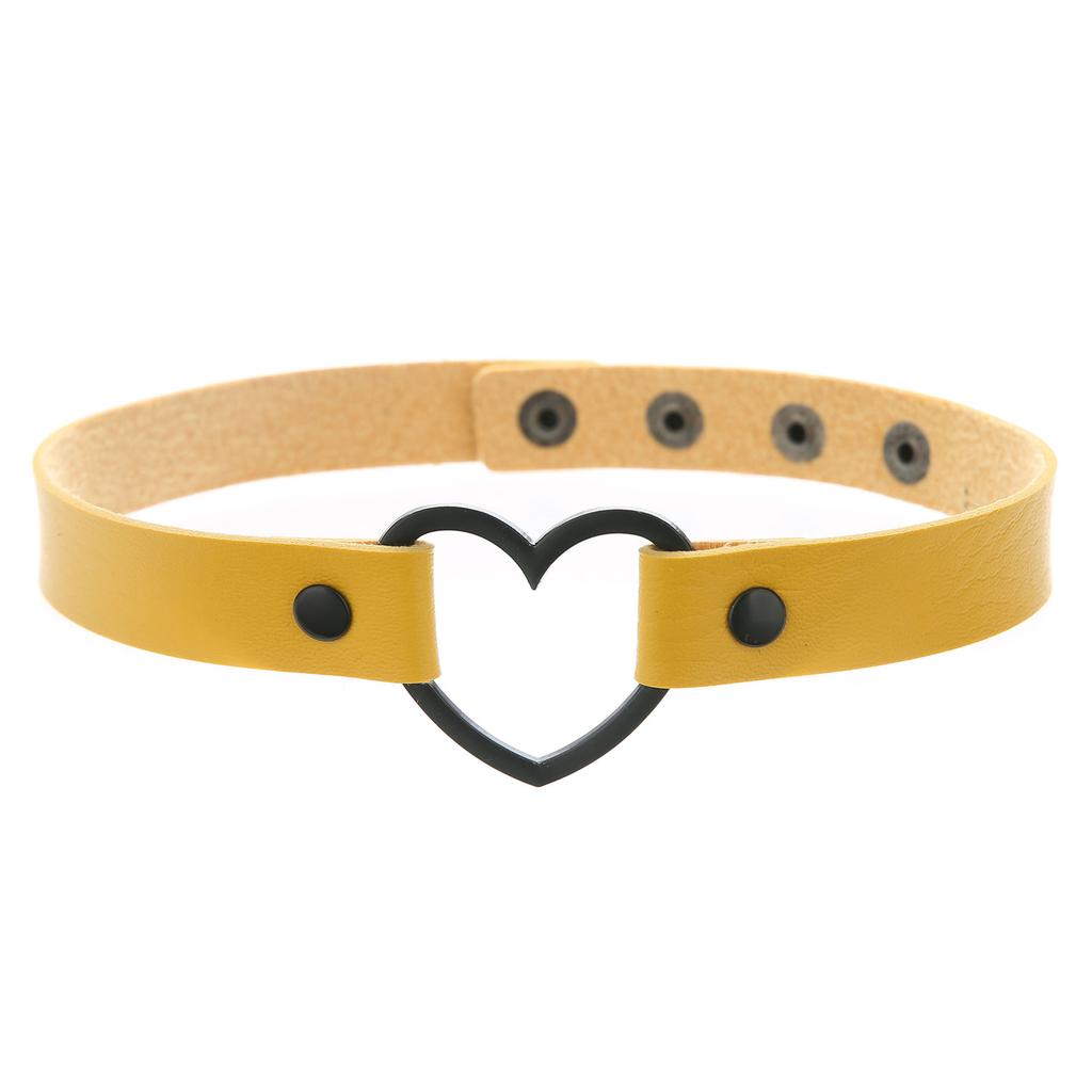 Готическое кожаное ожерелье-чокер с сердцем для женщин и девушек, регулируемое панк-ожерелье-воротник, кавайные милые украшения