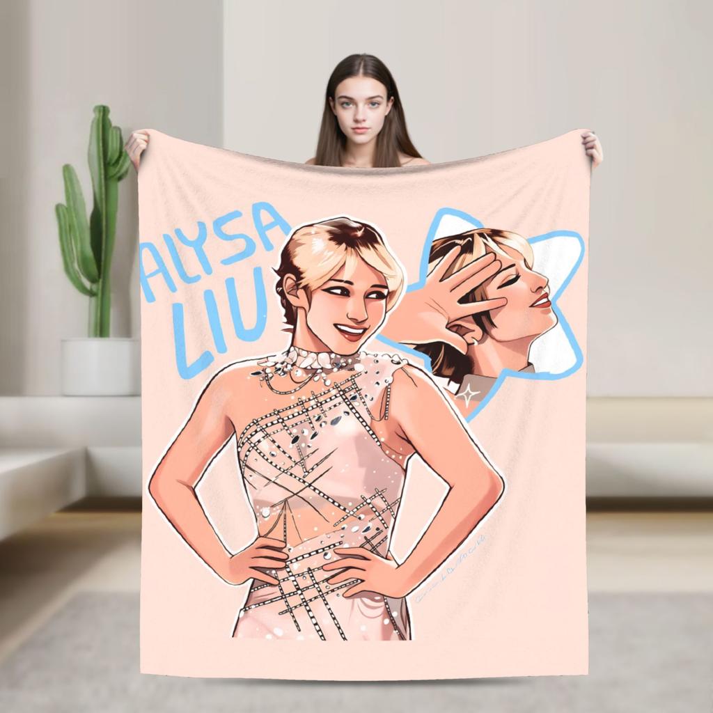 Alysa Liu Warm Blanket For Living Room Trend Throw Blanket Winter Travel Office Flannel Bedspread