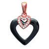 [L4674] - Gold Plated Pendant 'Love' Black (ceramic) Rose Gold - 20x15 Mm