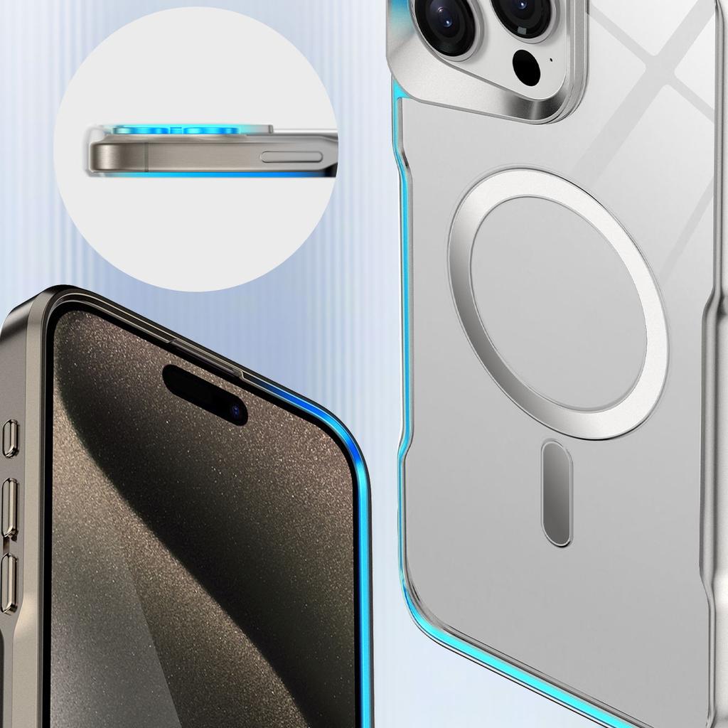 Роскошный гальванизированный магнитный чехол TPU с мягкой рамкой для iPhone 11 12 13 14 15 16 Pro Max, ударопрочный чехол, акриловая прозрачная задняя крышка