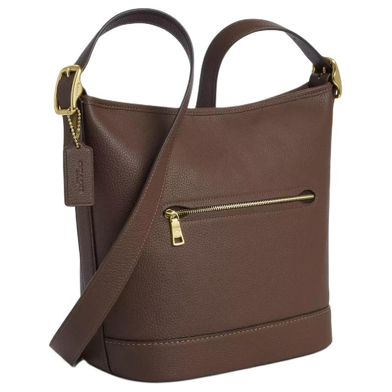COACH Jude 22 Logo Leather Shoulder Bag Small Women's Brown