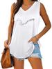 Women Fashion V Neck Tank Top Summer Casual Printed Sleeveless Top