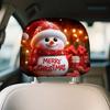 2pcs Cartoon Christmas Car Headrest Cover Santa Print  Car Pillowcase  Christmas Decoration