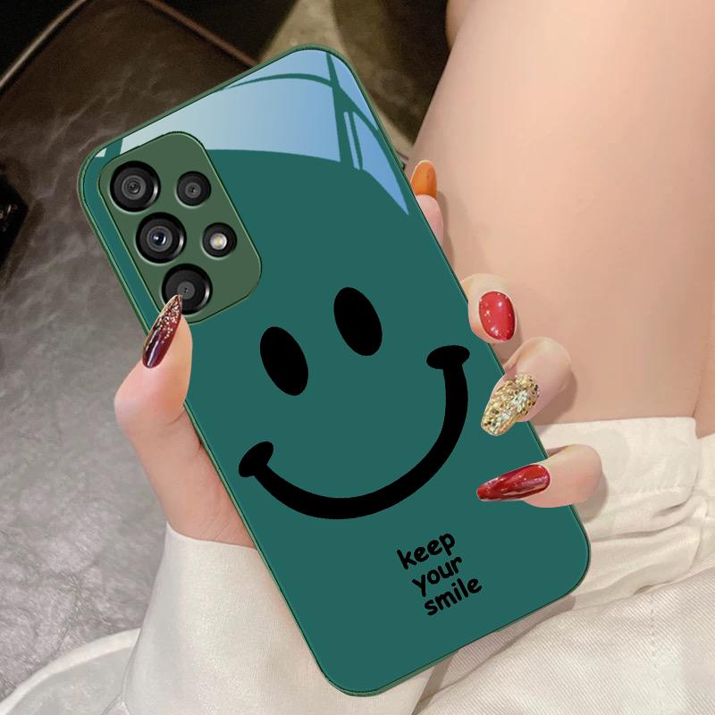 Чехол из закаленного стекла для телефона Samsung Galaxy S10 4G S20 11E 30 S21 21Fe 22 Pro S23 Ultra 5G S8 S9 Plus Сохраняйте свою улыбку