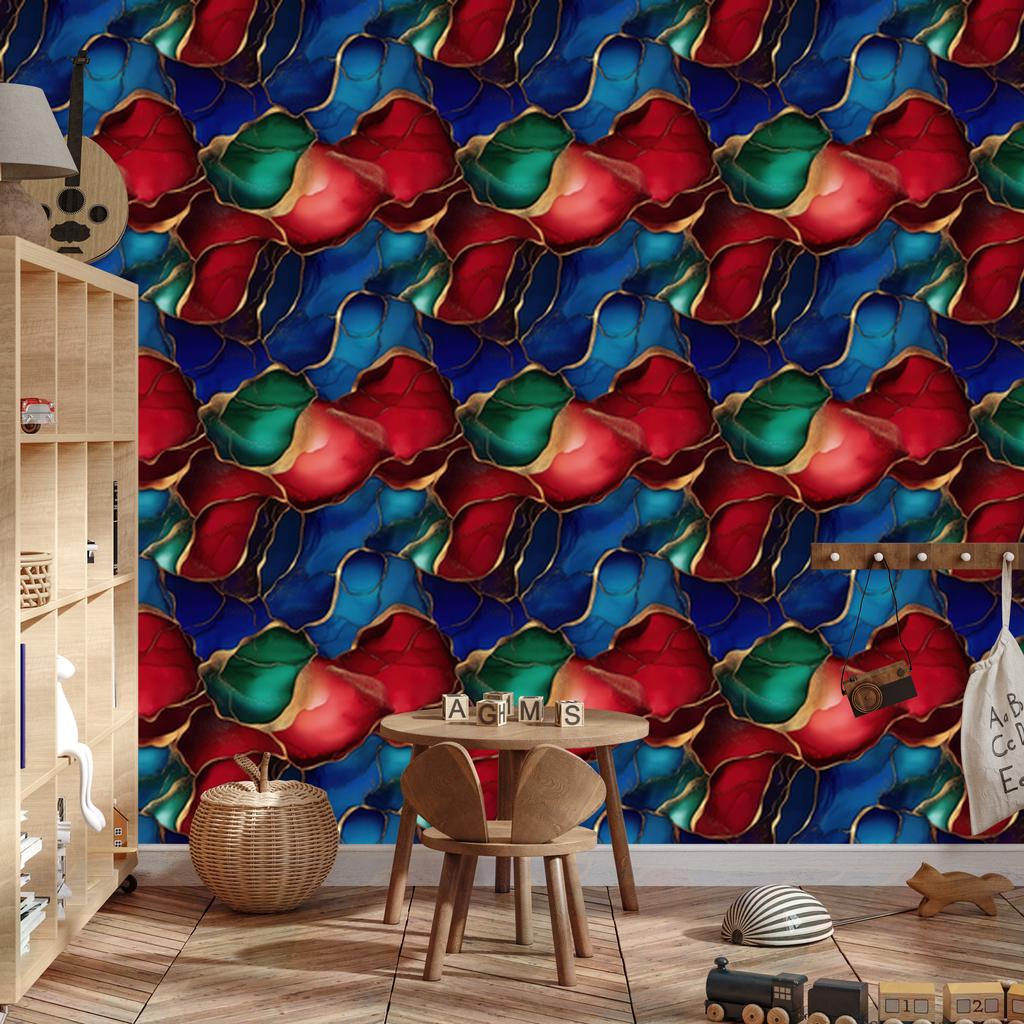 Navy blue, red and burgundy ink wallpaper for living room and bedroom 50x1000