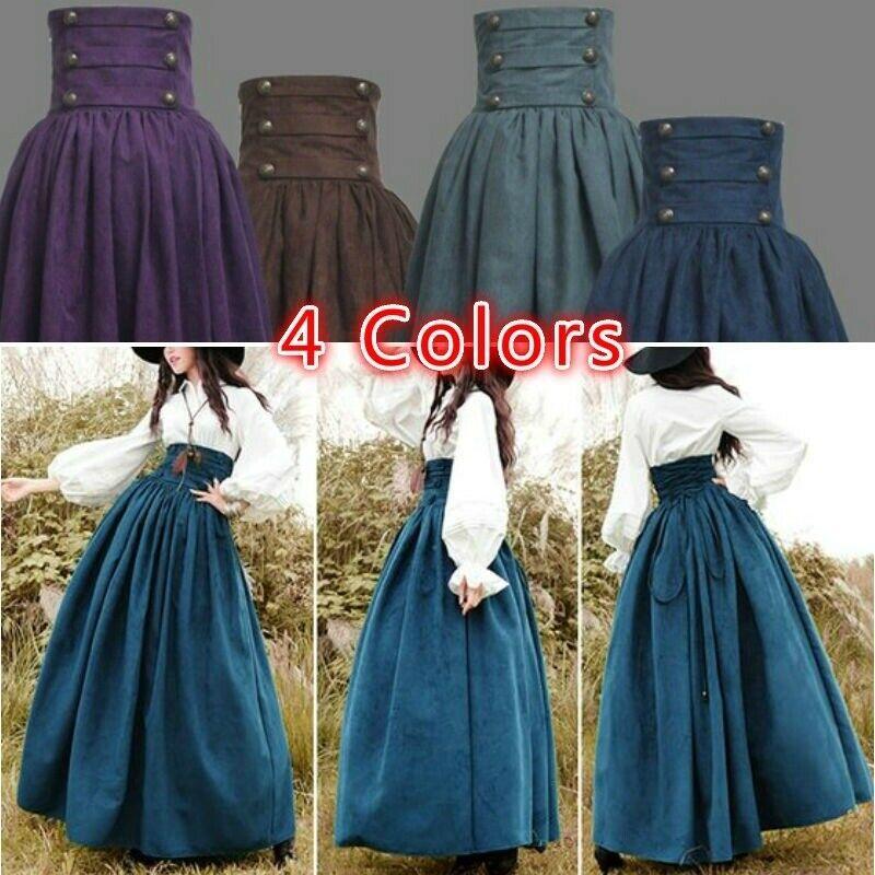 Medieval Elegant High Waist Skirt For Women Vintage Gothic Swing Design