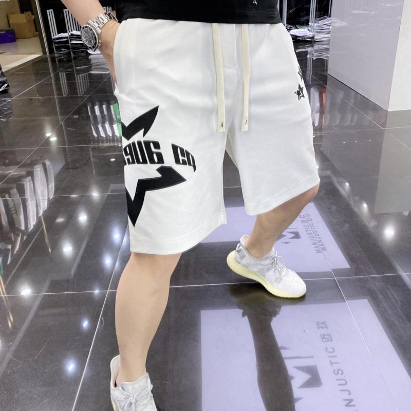 Men Summer Trendy Print Sports Joggers Drawstring Straight Youth Casual Streetwear Pockets Loose Short Pants