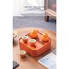 1set Of 6pcs Lucky Orange Ceramic Travel Tea Set Teapot & Cups Portable Tea Kit With Tray & Carrying Case Ideal For Outdoor Camping & Home Use Festive