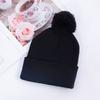 Acrylic Jacquard Solid-Color Pom-Pom Beanie Knit Hat for  Old Fall Winter Unisex