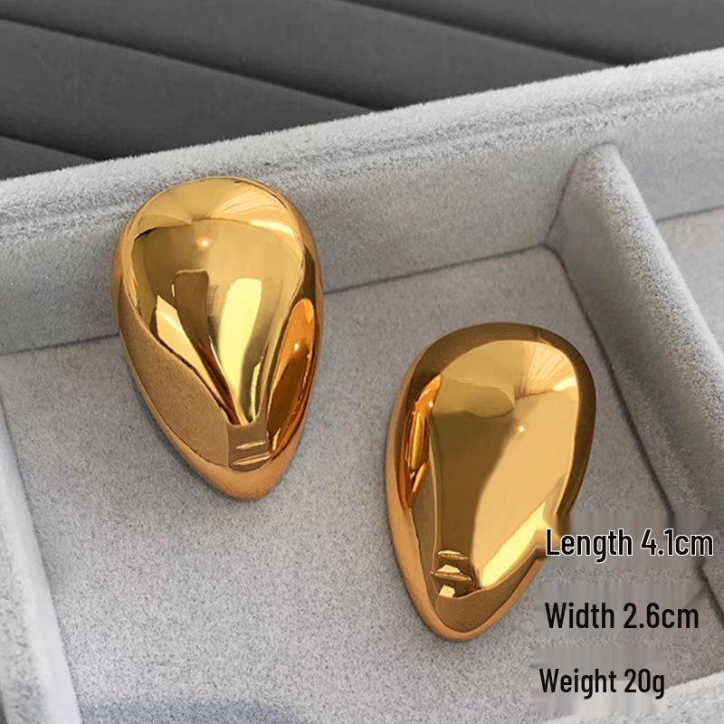 Золотые серьги-пусеты в форме капли: Уникальный высококлассный европейский и американский дизайн