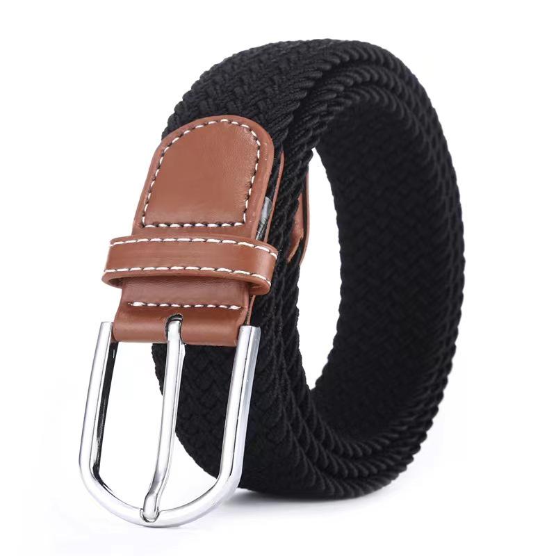 Korean Style Elastic Braided Canvas Belt with Pin Buckle for Men and Women