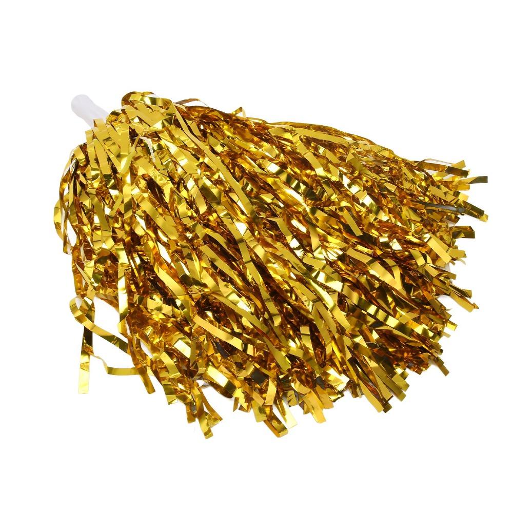 20PCS Metallic Foil Cheerleading Pom Poms PET Sports Team Pom Poms For Basketball Club