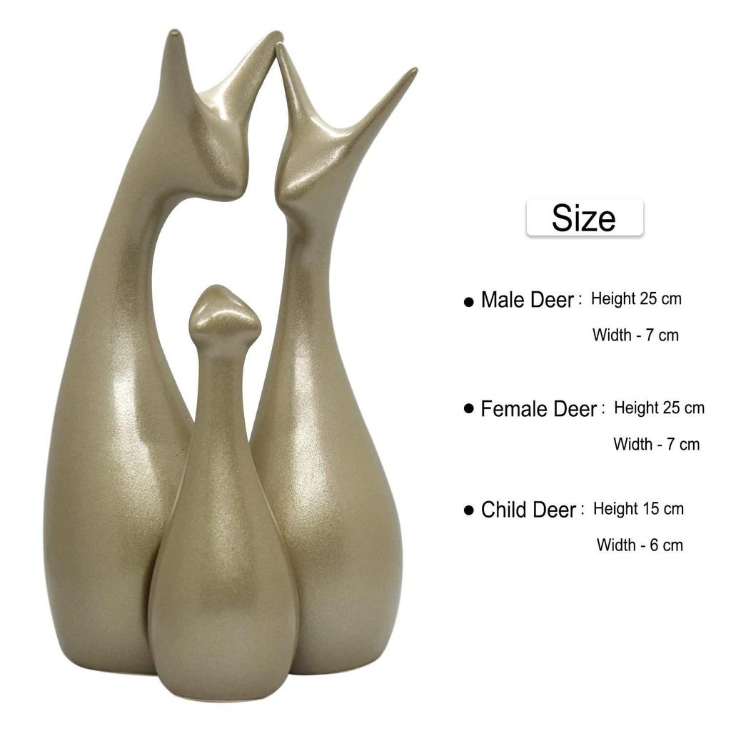 Metallic Laurel Green Home Decor Lucky Deer Family Figurine (Set of 3, Laurel Green)