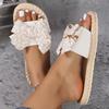 Мода Женская модная тенденция кружево бант противоскользящие износостойкие удобные мягкая подошва плоский каблук тапочки