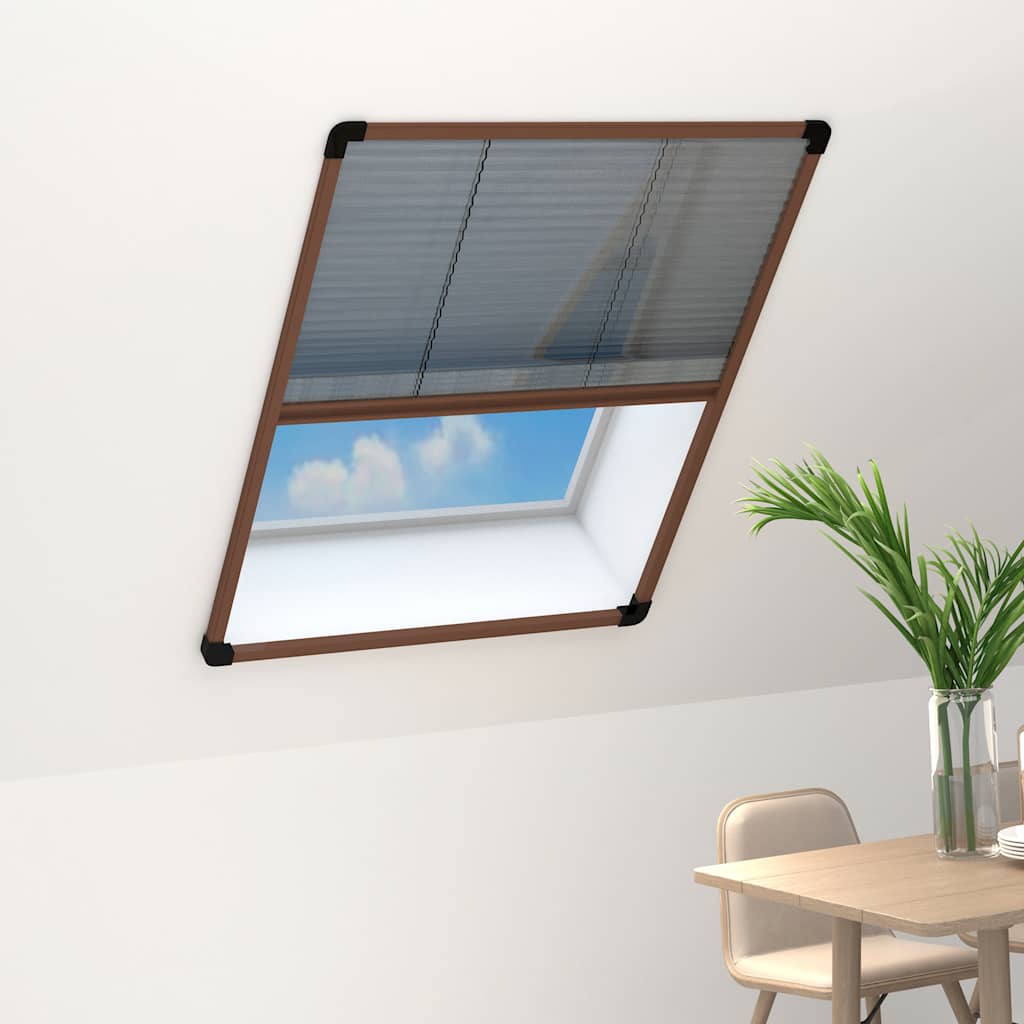 Insect Protection Pleated Blind for Windows Aluminum Brown 60 x 80 cm