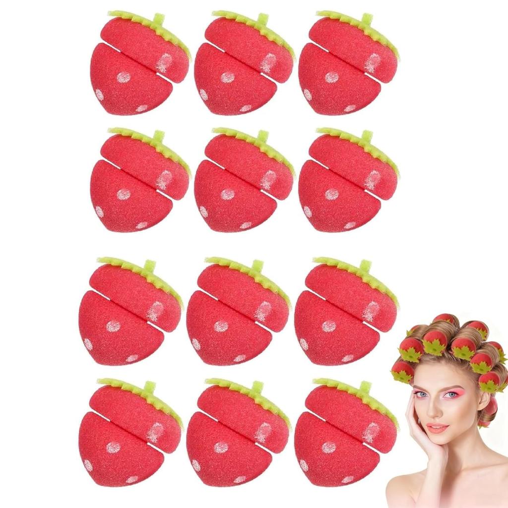 12 шт. DIY Клубничные бигуди из пеноматериала без нагрева, ролики для волос без нагрева, набор для сна, мягкий губчатый материал, инструменты для укладки волос для ленивых девушек