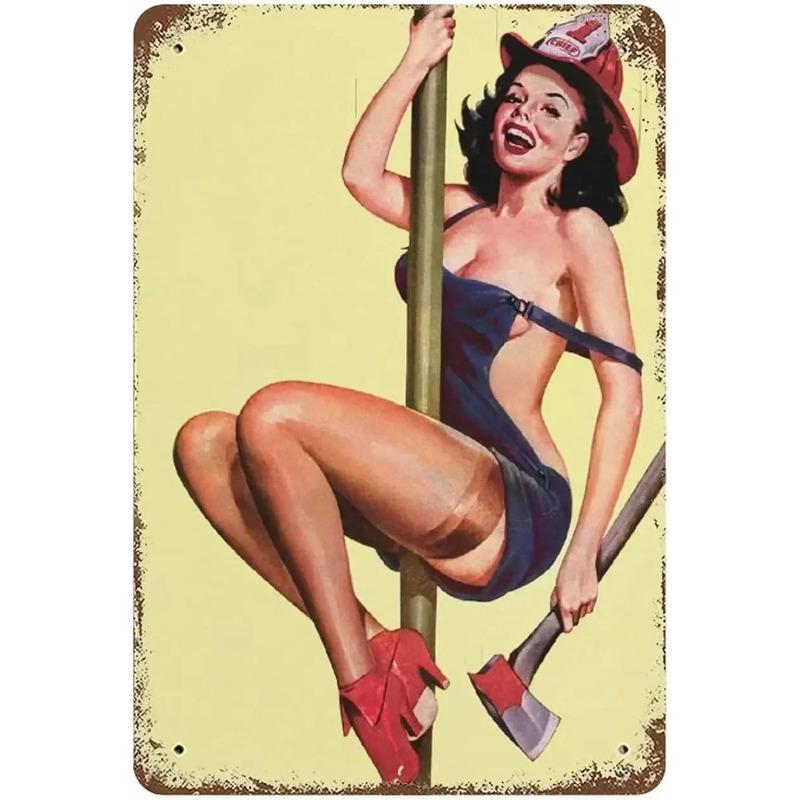 Металлическая табличка Pin-Up Girl, Винтажный декор для настенного искусства 30x20 см