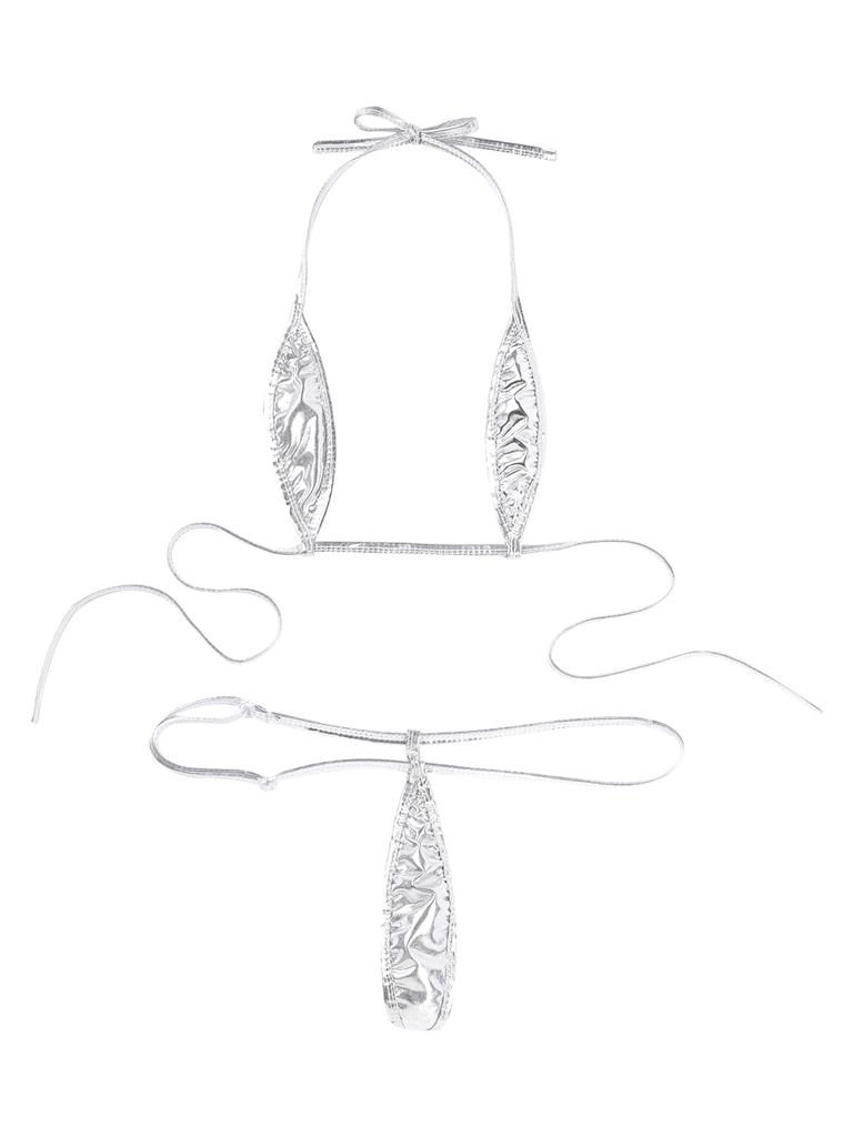 Women's Swimsuit Sexy Backless Solid Color Micro Bikini Bathing Suits for Women