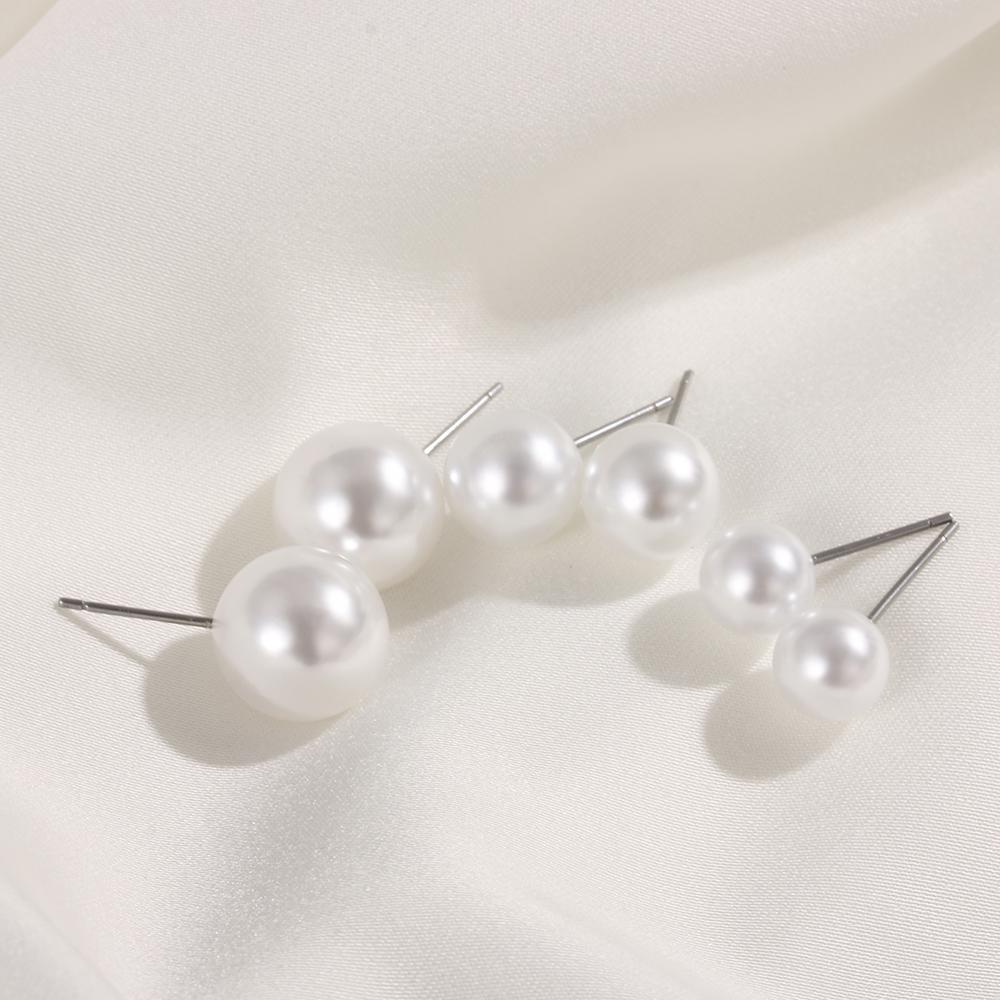 Round Shape Pearl Earrings 4mm 5mm 6mm 8mm 10mm 12mm Ear Stud Wedding Engagement
