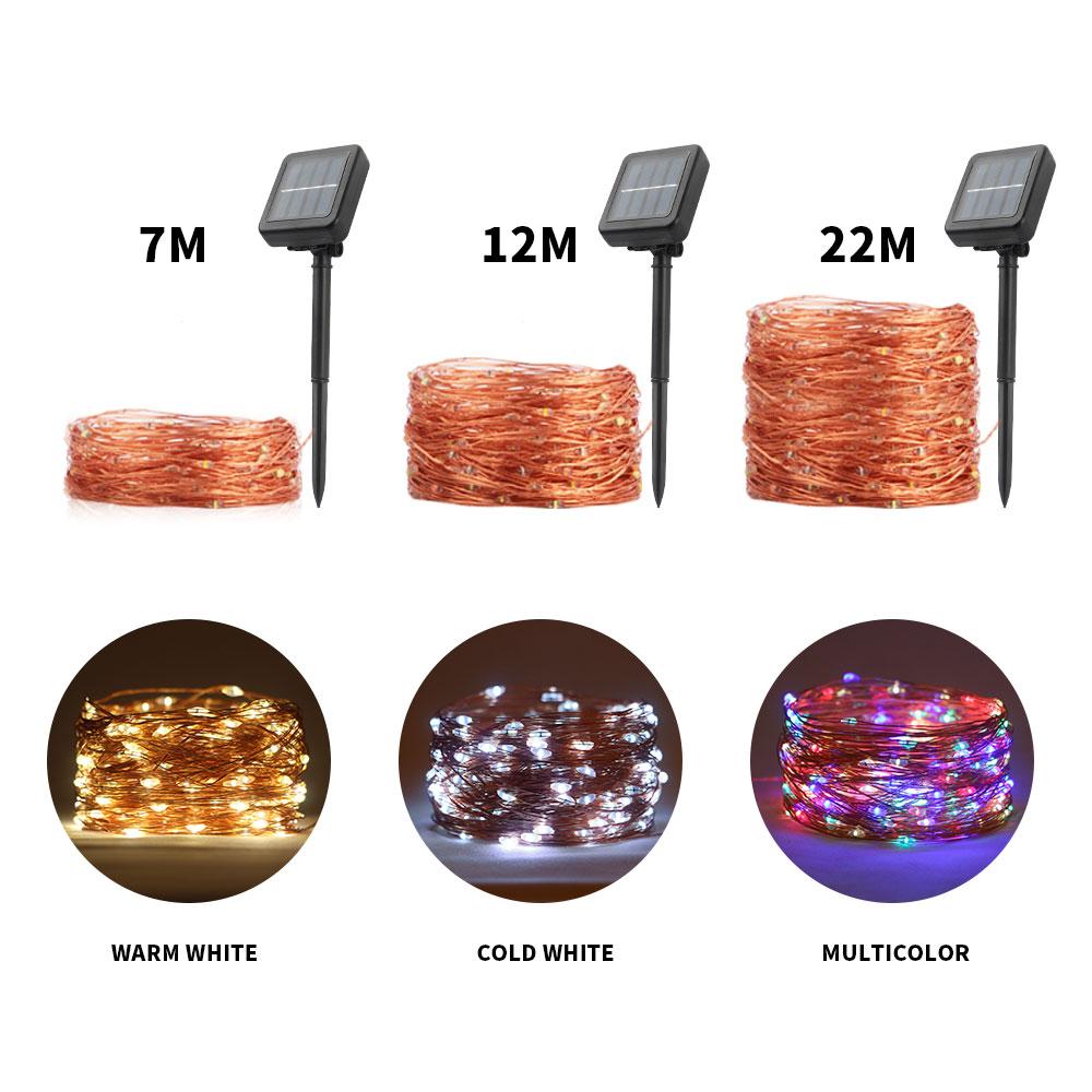 Светодиодные солнечные фонари гирлянда сказочные огни открытый водонепроницаемый светильник рождественская гирлянда для праздничной вечеринки свадебный декор огни 7 м / 12 м / 22 м