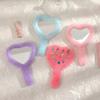 Mini Portable Love Hand Mirror Compact Plush Handle Handheld Mirror Cute Heart-shaped Makeup Tool Women