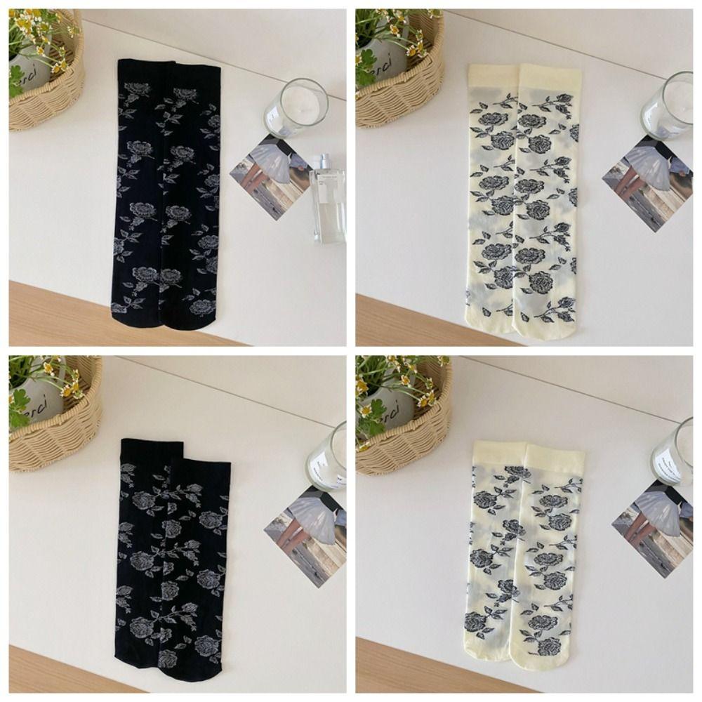 2 пары Уличная одежда Ретро Розовые чулки Лолита JK Гольфы средней длины Длинные носки Сладкие цветочные чулки Лето