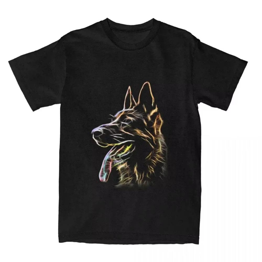 Crazy German Shepherd Dog T-Shirt Men Women's Round Collar Cotton Short Sleeve Tees Birthday Gift Clothes