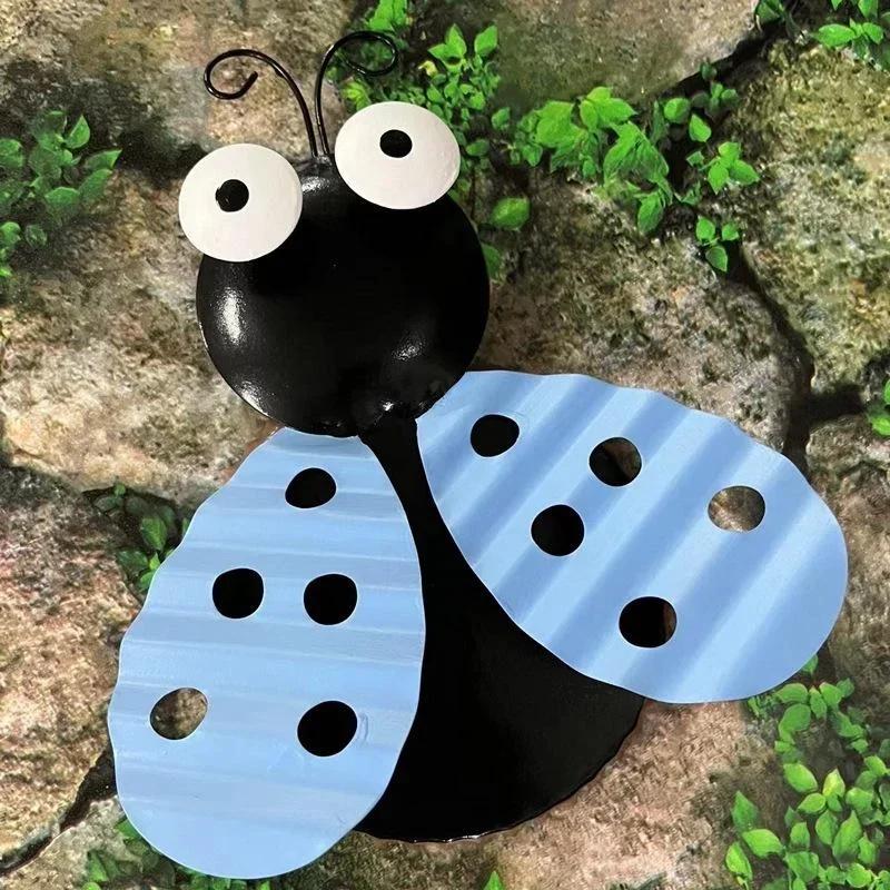 1pc Creative Handicrafts Iron Beetle Hand-painted Home Courtyard Balcony Villa Grassland Wall Decoration Home Accessories