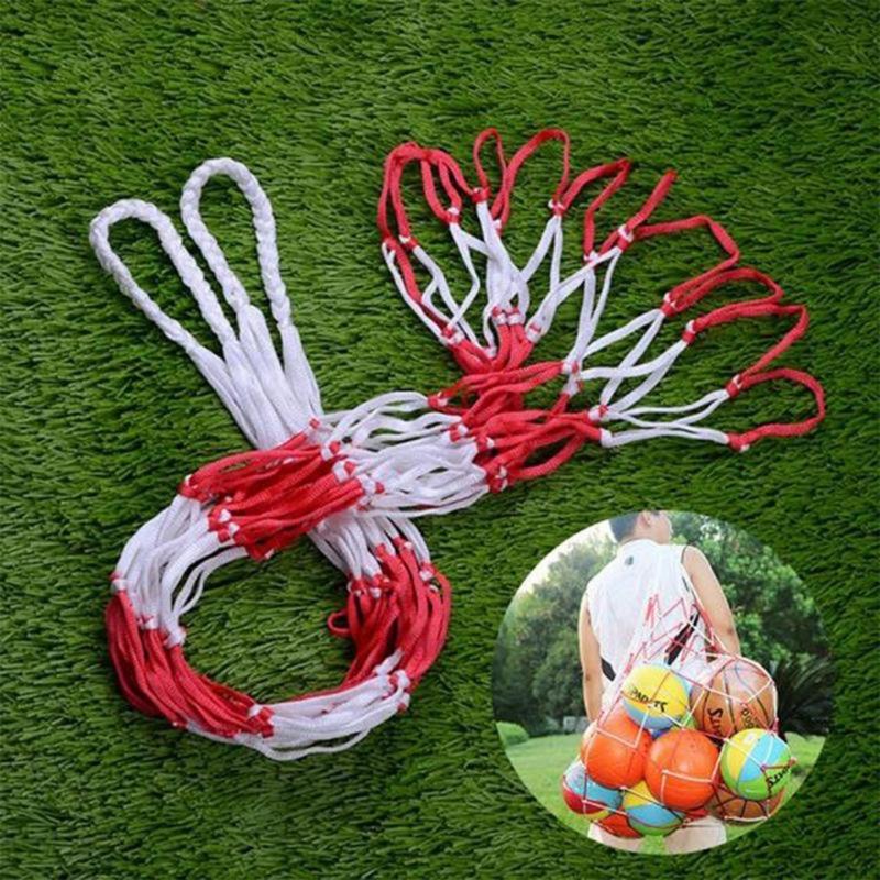 Portable Nylon Ball Carry Net Bag Sturdy Thick Rope for School Basketball Soccer Training Competition