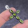 Peridot Gemstone Handmade 925 Sterling Silver Gift Cross Pendant 1.81" N8w66