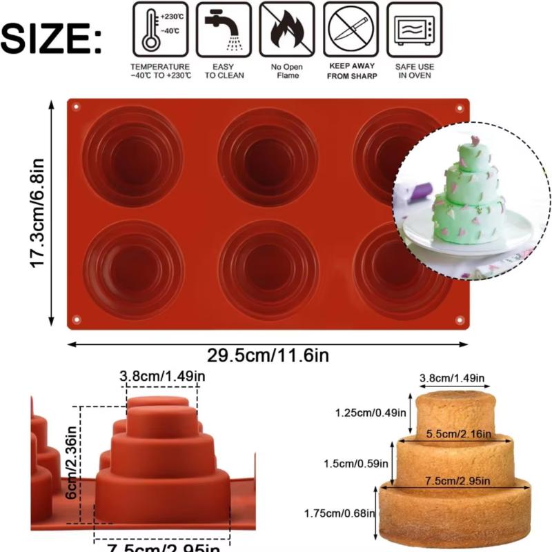 6 Holes Round Silicone Mold Cake Pastry Baking Molds Jelly Pudding Soap Form Ice Cake Decoration Tool Disc Bread Biscuit Mould