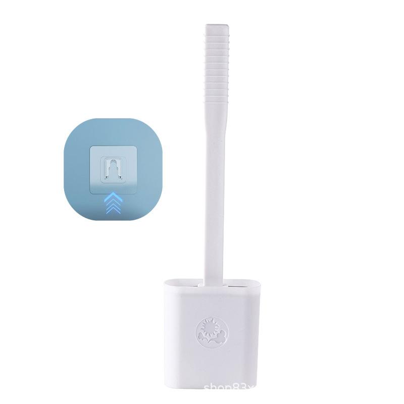 Flexible Silicone Toilet Brush With Holder Leakproof Soft Toilet Bowl Cleaner Brush Bathroom Wall Mounted Cleaning WC Tool