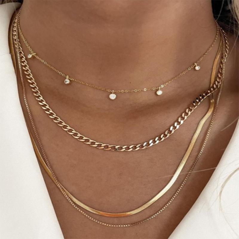 Новая цепочка для свитера, ожерелье из 4 предметов для девочек, элегантный комплект цепочек для свитера, ювелирные изделия, модное роскошное женское ожерелье с вырезом, пара пара