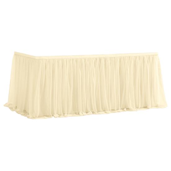 Tulle Table Skirt for Rectangular Tables 4/6/9ft Wrinkle Free Table Cloth with Tutu Skirt Reusable Tablecloth for Wedding Bridal Shower Birthday Party