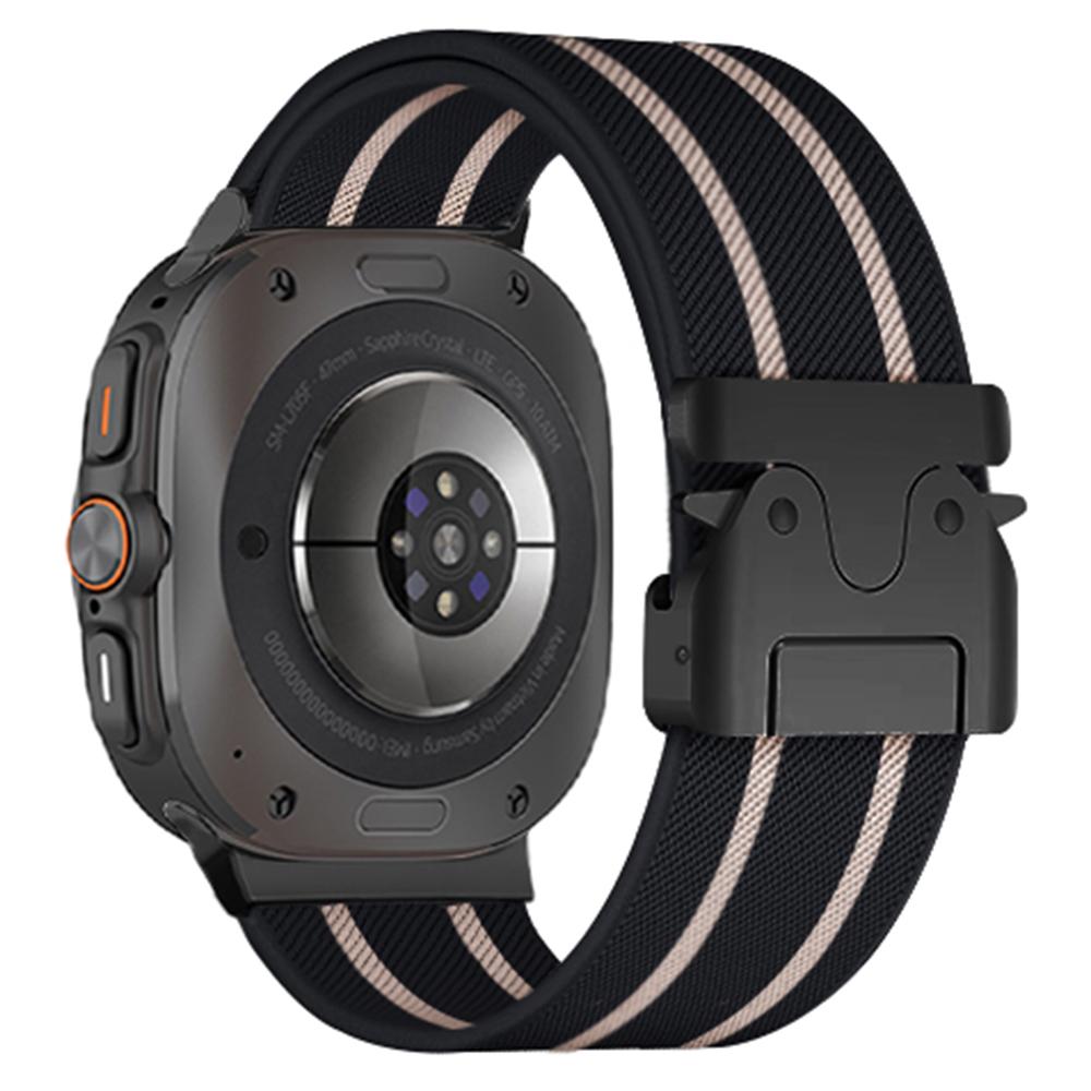 For Samsung Galaxy Watch Ultra 47mm Watch Band Stripe Design Parachute Buckle Nylon Strap