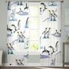 Cool Penguin Hats Silhouettes Tulle Curtain For Living Room Sheer Valance Curtain For Kitchen Bedroom Window Drapes