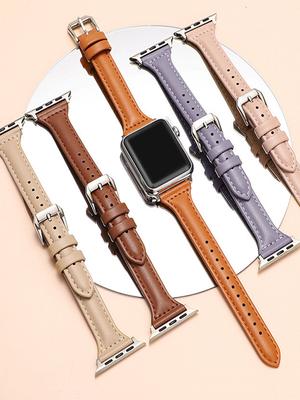 Ремешок для часов Тонкий кожаный ремешок для Apple Watch, ремешок 44 мм 40 мм/ultra-2 49 мм 41 мм/45 мм 38 42 44 45 мм, браслет iWatch series 9 7 8 SE 6 5 4 3