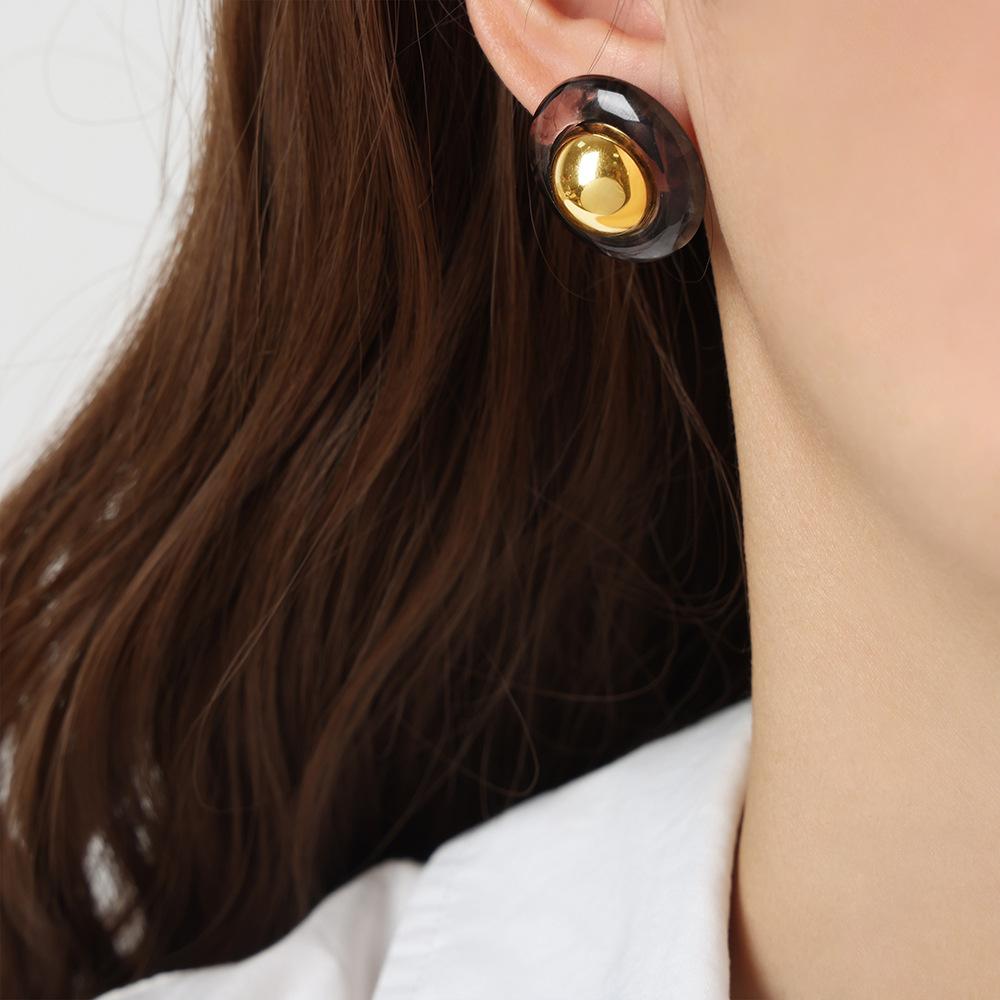 Новые китайские серьги Майяра с индивидуальным темпераментом Niche Temperament Copper Material Resin Earrings Tide