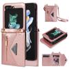 For Samsung Galaxy Z Flip 5 5G Luxury Leather Lanyard Phone Case Strap Wallet Card Slot Holder Galaxy Z Flip 5 Shockproof Protective Cover