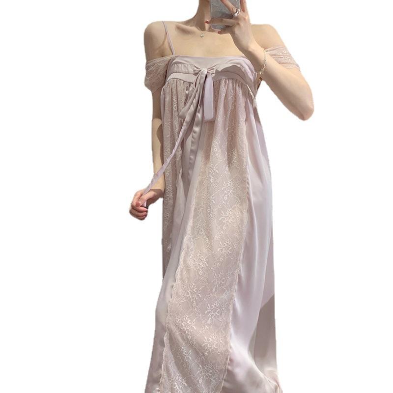 Ночная рубашка женская тонкая сетка сексуальная весна и лето ночная рубашка домашняя французская придворная