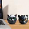 1/2Pcs Black Cat Stone Sculpture Carved Healing Stone Cat Head Figurine Statue Home Office Desktop Decoration Ornament