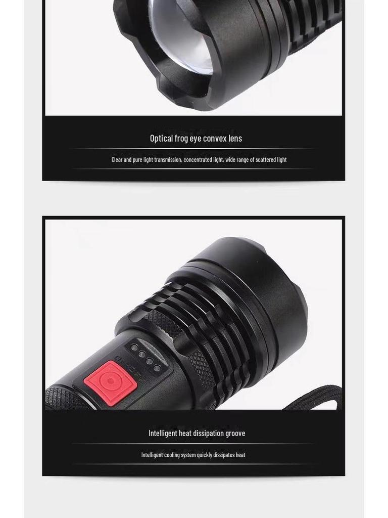 P50 Сверхъяркий Зум Фонарик: Высокомощный, Дальнобойный, Перезаряжаемый от USB, Портативный Ручной Фонарь для Активного Отдыха и Велоспорта