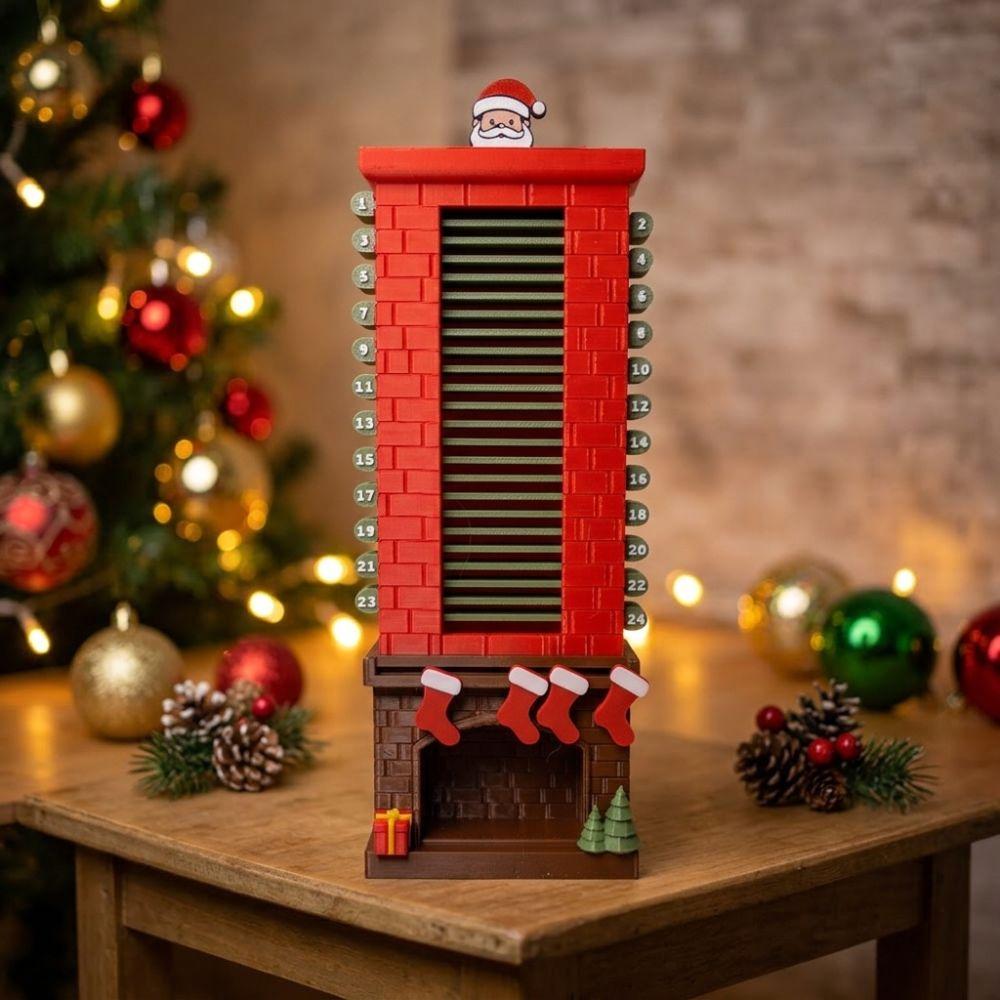 Pull Slider Santa Chimney Countdown Calendar Fireplace Base Christmas Stacking Game Study Desk