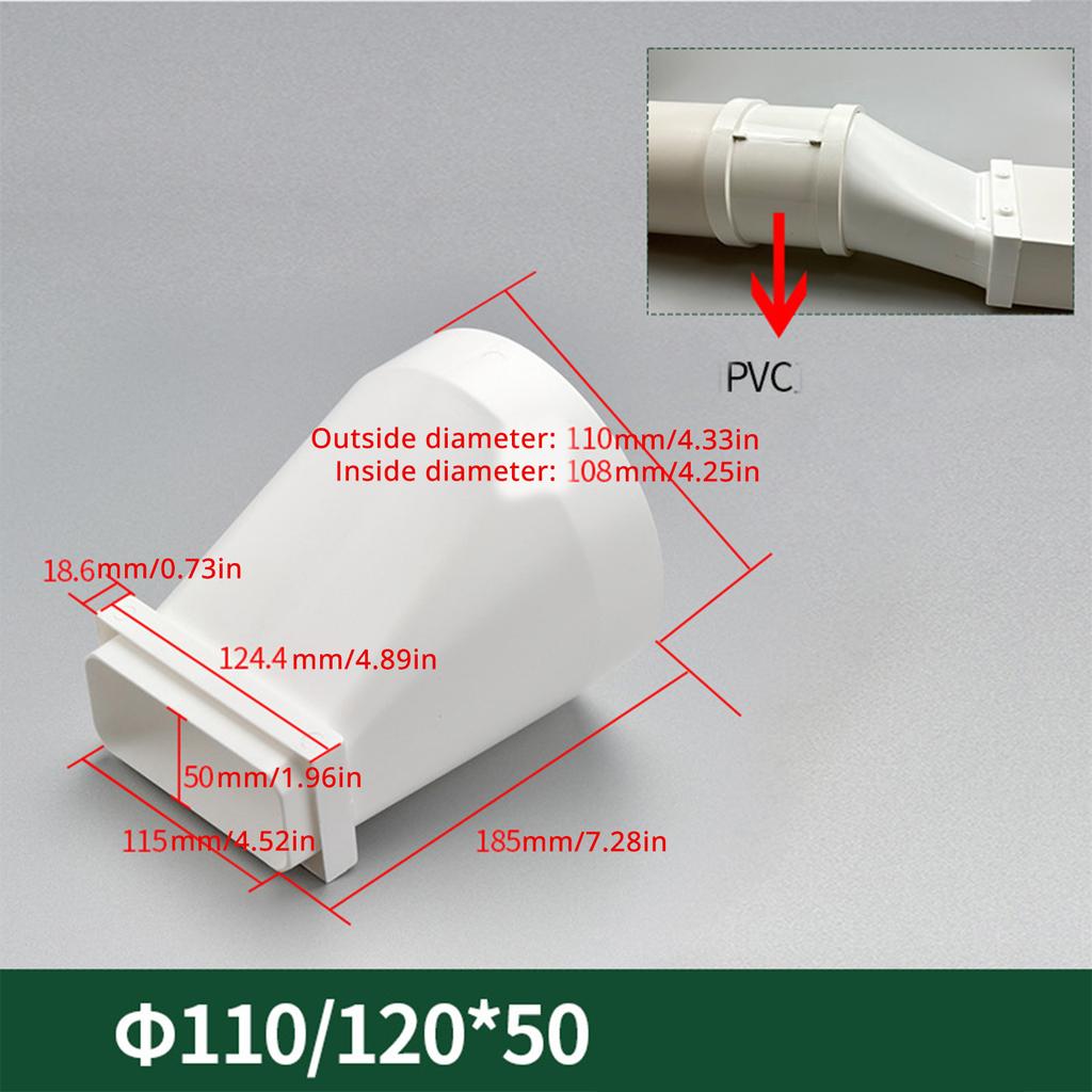 Плоский пластиковый адаптер для воздуховодов к круглому Адаптер для шланга вентиляции сушилки-трансформатора Конвертер вентиляционного канала Простой в использовании