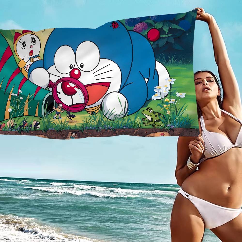 Cartoon D-Doraemon Microfiber Blanket Quick Drying Beach Towels Oversized Printing Super Absorbent Pool Towel Blanket
