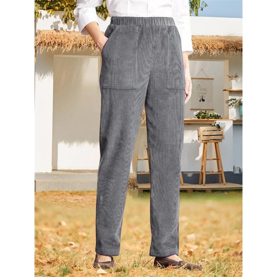 GMXIA Женские однотонные повседневные брюки прямого покроя с эластичной резинкой на талии для женщин