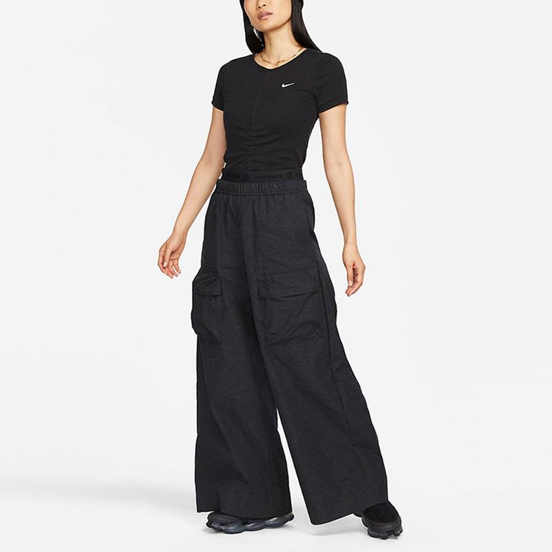 Nike Спортивная одежда Essentials ребристые футболки с короткими рукавами женские топы черные FB8277-010