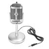 Vintage Microphone Clear Sound Adjustable Angle Plug and Play Wired Retro Condenser Mic for Karaoke Stage Studio